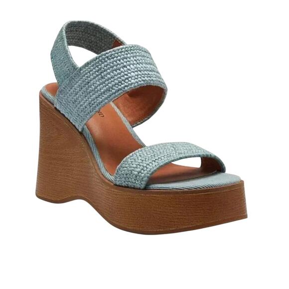 Lucky Brand Delukah Platform Wedge Sandal 10 Blue NEW - Picture 1 of 9
